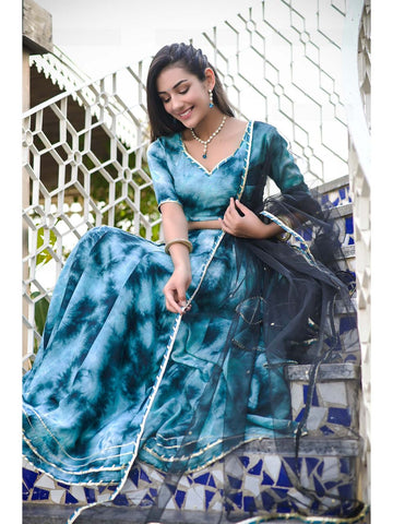 Classic Tie Dye Hand Crafted Lehenga Choli Dupatta Set